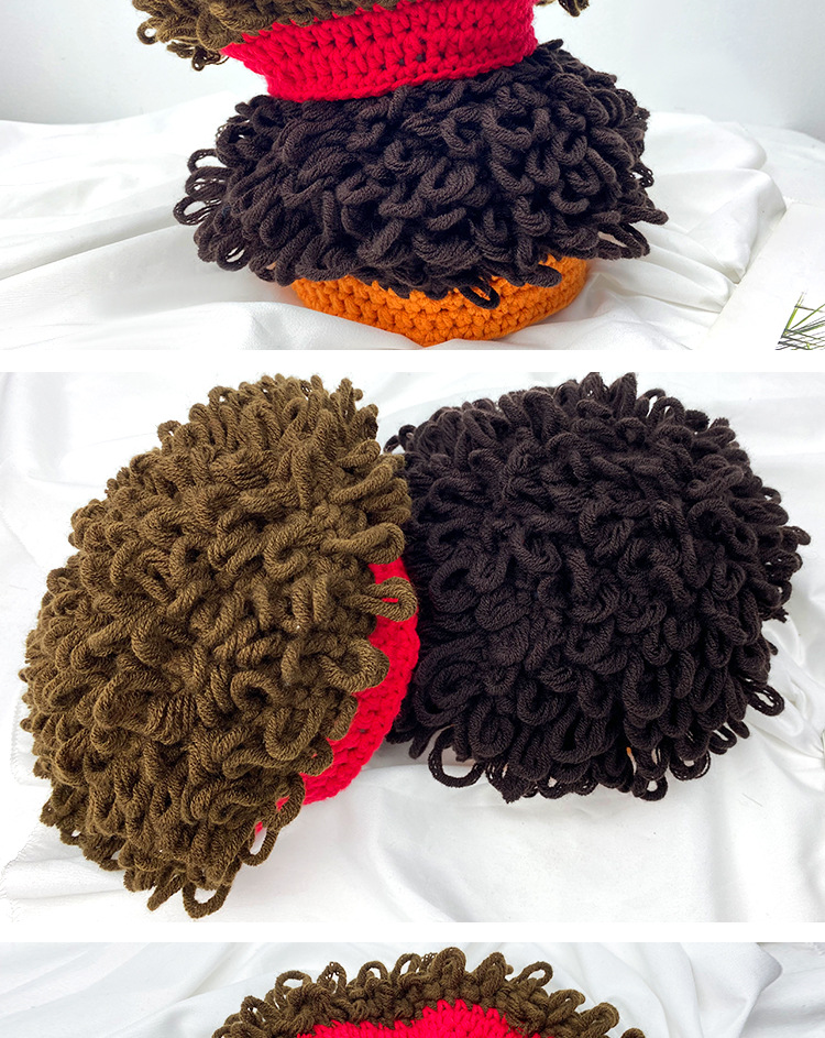 Afro Children's Spring and Autumn Boys' Hat Autumn Hat Wig Trendy Boys' Funny Winter Baby Curly Hat