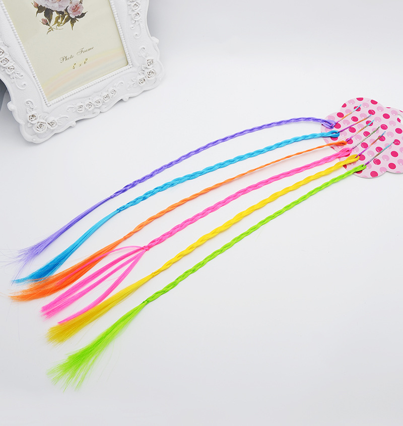 Hot Sale Small Claw Clip Beaded Color Wig Dough-Twist Style Plaits Children's Festival Performance Hair Accessories Straight Hair Hair Ring Headdress