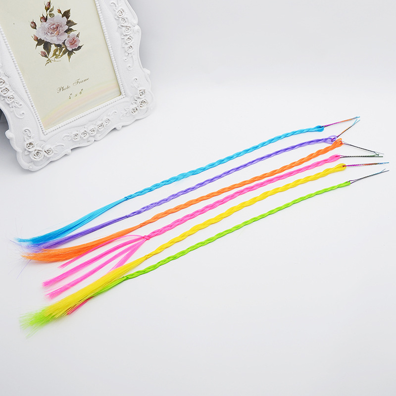 Hot Sale Small Claw Clip Beaded Color Wig Dough-Twist Style Plaits Children's Festival Performance Hair Accessories Straight Hair Hair Ring Headdress