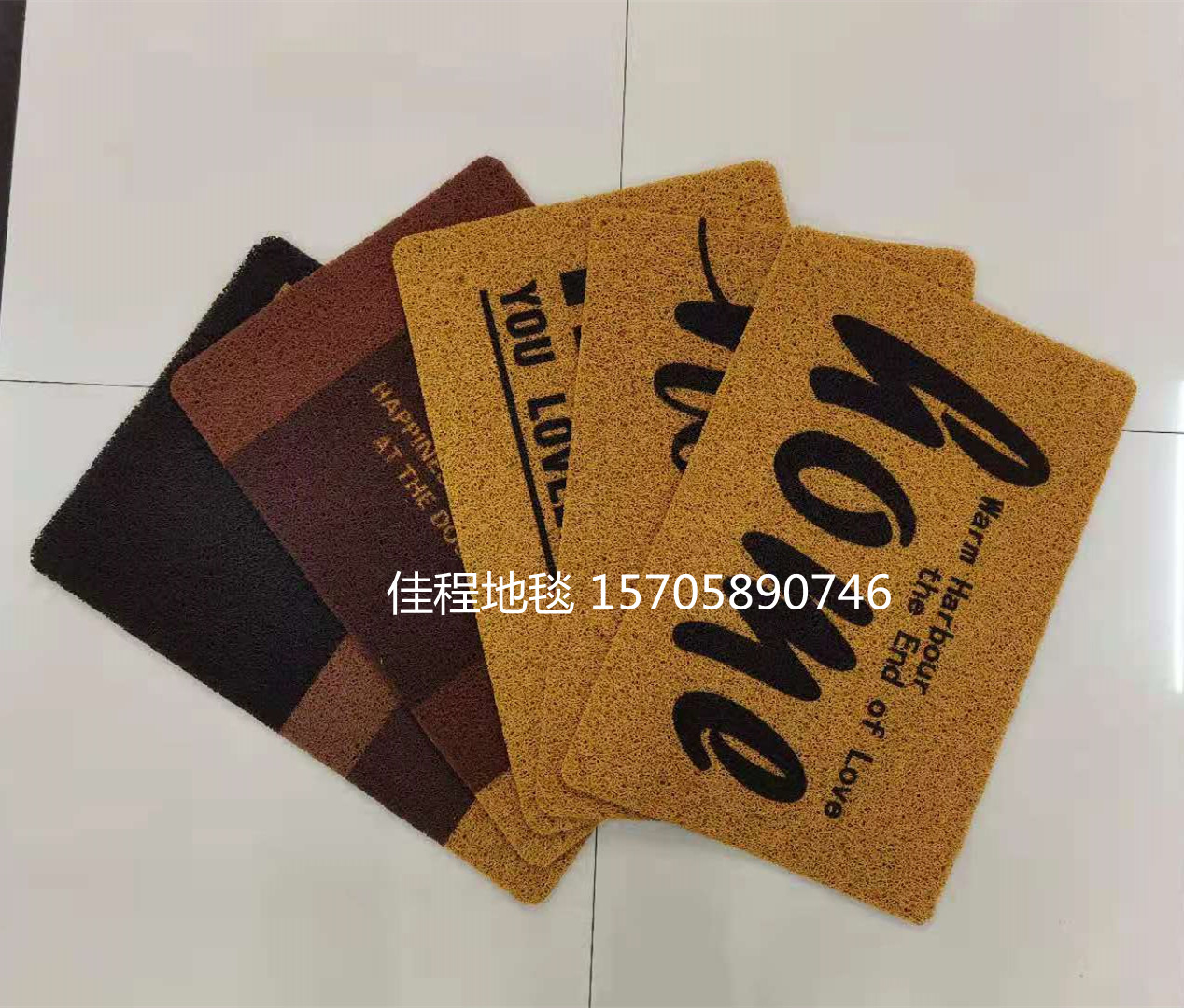 New Home Floor Mat PVC Spray Printing Floor Mat Brushed Non-Slip Mat Non-Slip Doormat Foot Mat Brown Welcome Floor Mat