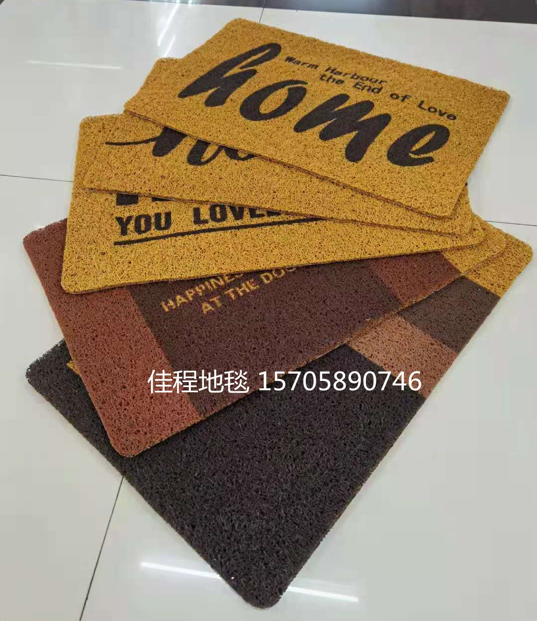 New Home Floor Mat PVC Spray Printing Floor Mat Brushed Non-Slip Mat Non-Slip Doormat Foot Mat Brown Welcome Floor Mat