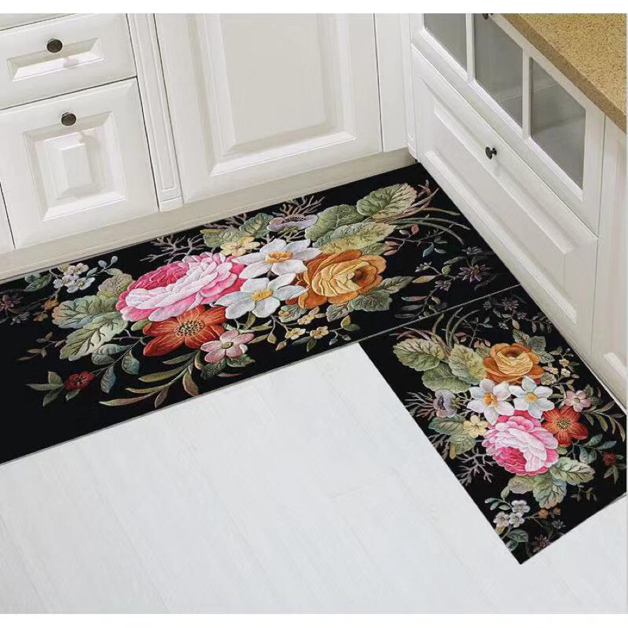 Flower Carpet Kitchen Non-Slip Mat Water-Absorbing Oil-Proof Door Mat