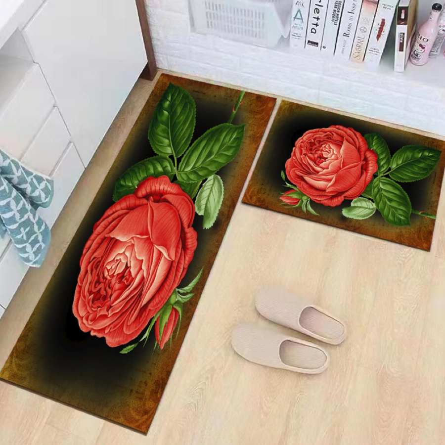Flower Carpet Kitchen Non-Slip Mat Water-Absorbing Oil-Proof Door Mat