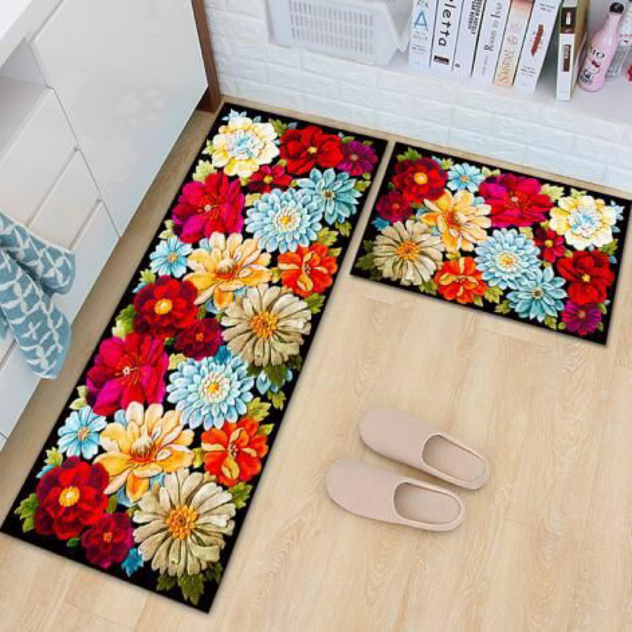Flower Carpet Kitchen Non-Slip Mat Water-Absorbing Oil-Proof Door Mat