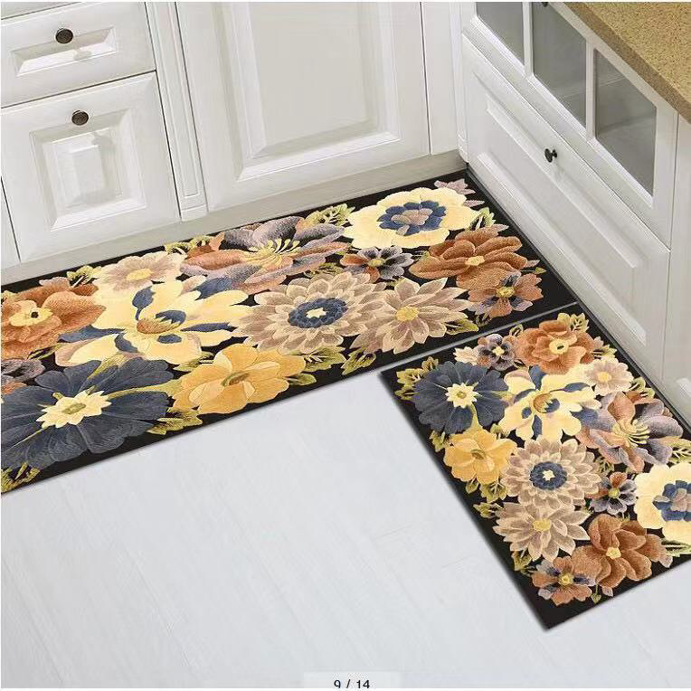 Flower Carpet Kitchen Non-Slip Mat Water-Absorbing Oil-Proof Door Mat