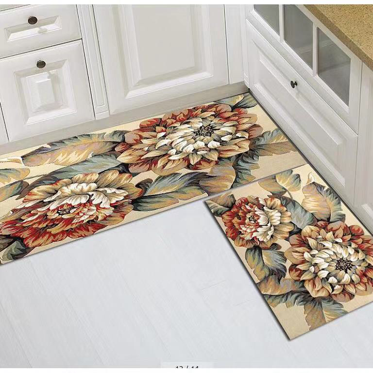 Flower Carpet Kitchen Non-Slip Mat Water-Absorbing Oil-Proof Door Mat