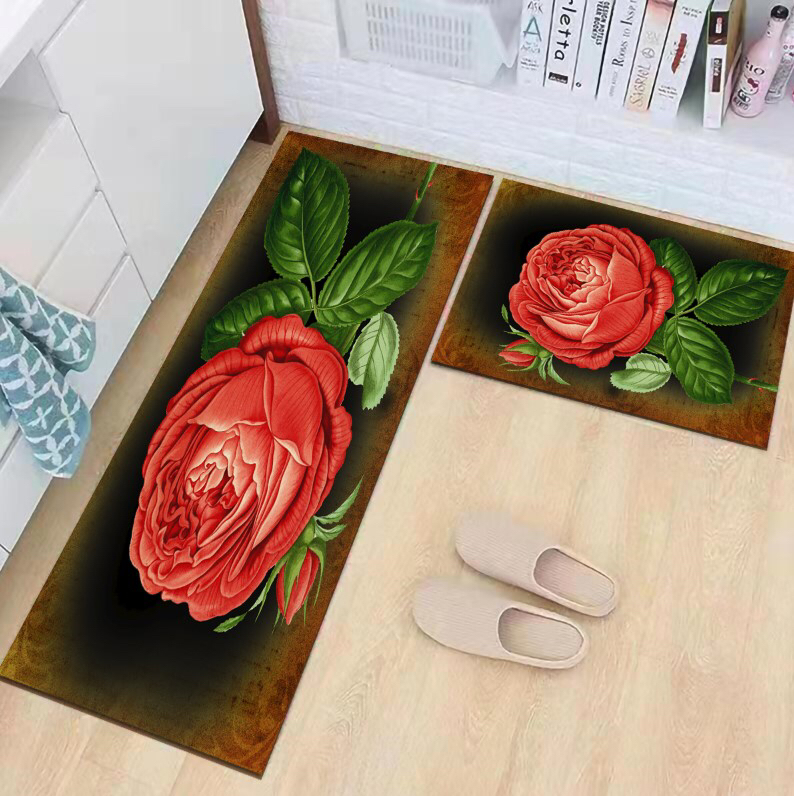 Flower Carpet Kitchen Non-Slip Mat Water-Absorbing Oil-Proof Door Mat