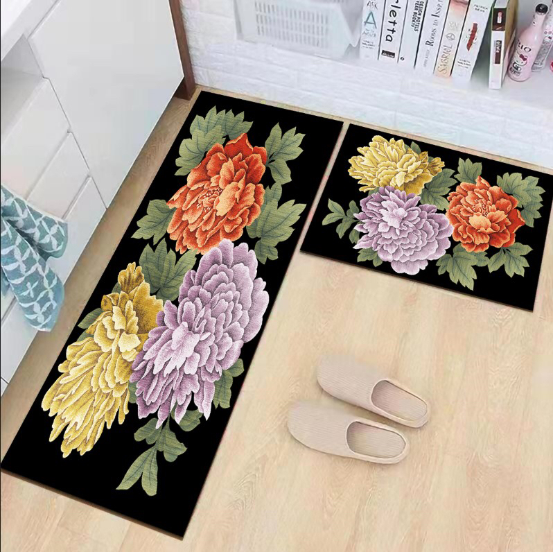 Flower Carpet Kitchen Non-Slip Mat Water-Absorbing Oil-Proof Door Mat
