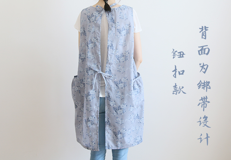Korean Style Fashion Simple Apron Pastoral Floral Kitchen Antifouling Adult Work Clothes Overclothes Bib Sleeveless Apron