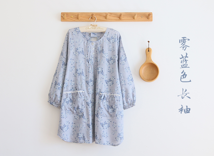 Korean Style Fashion Simple Apron Pastoral Floral Kitchen Antifouling Adult Work Clothes Overclothes Bib Sleeveless Apron