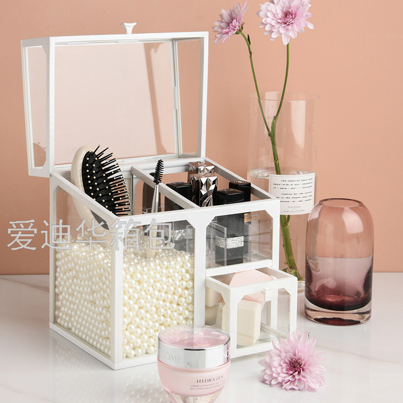 Cosmetic Storage Box Drawer  Finishing Box Makeup Brush Tube Dressing Table Skin Care Products Desktop Storage Rack