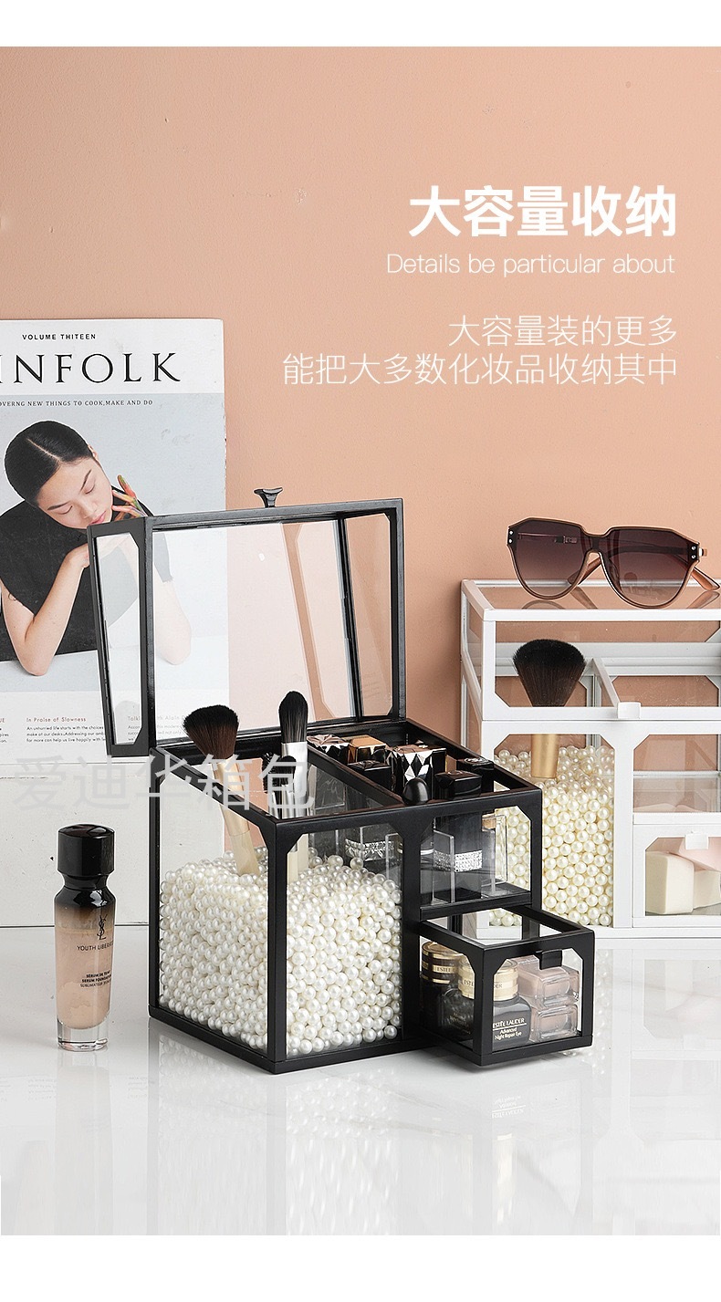 Cosmetic Storage Box Drawer  Finishing Box Makeup Brush Tube Dressing Table Skin Care Products Desktop Storage Rack