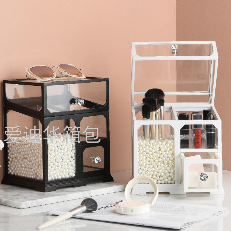 Cosmetic Storage Box Drawer  Finishing Box Makeup Brush Tube Dressing Table Skin Care Products Desktop Storage Rack
