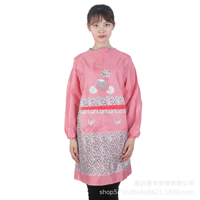 Apron Upside-down Coat Fashionable Korean Style Long Sleeve Men&#039;s and Women&#039;s Adult Smock Isolation Clothes Oil-Proof Kitchen Homewear Overalls