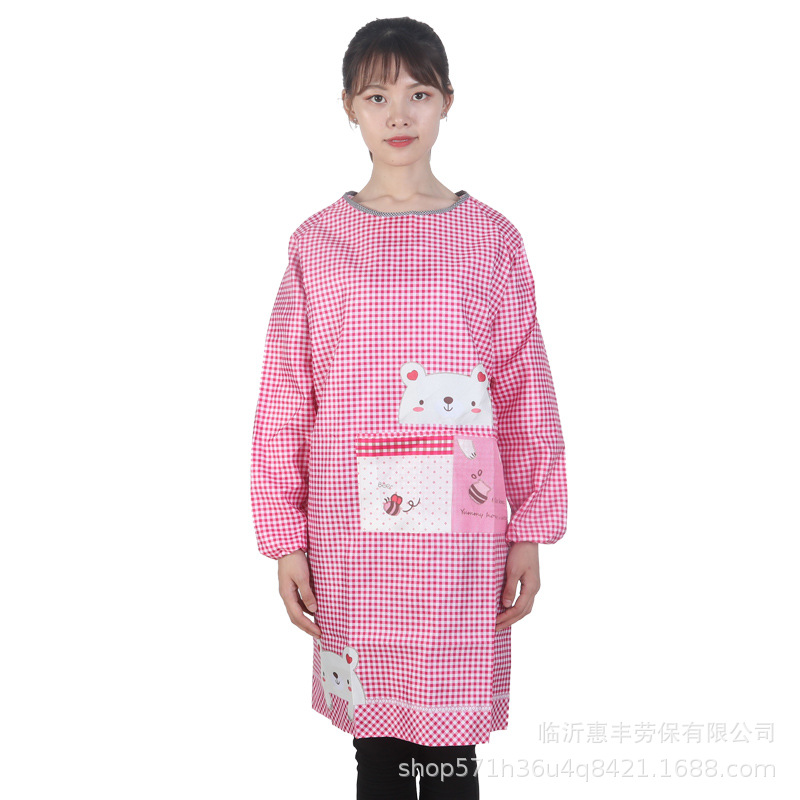 Apron Upside-down Coat Fashionable Korean Style Long Sleeve Men&#039;s and Women&#039;s Adult Smock Isolation Clothes Oil-Proof Kitchen Homewear Overalls