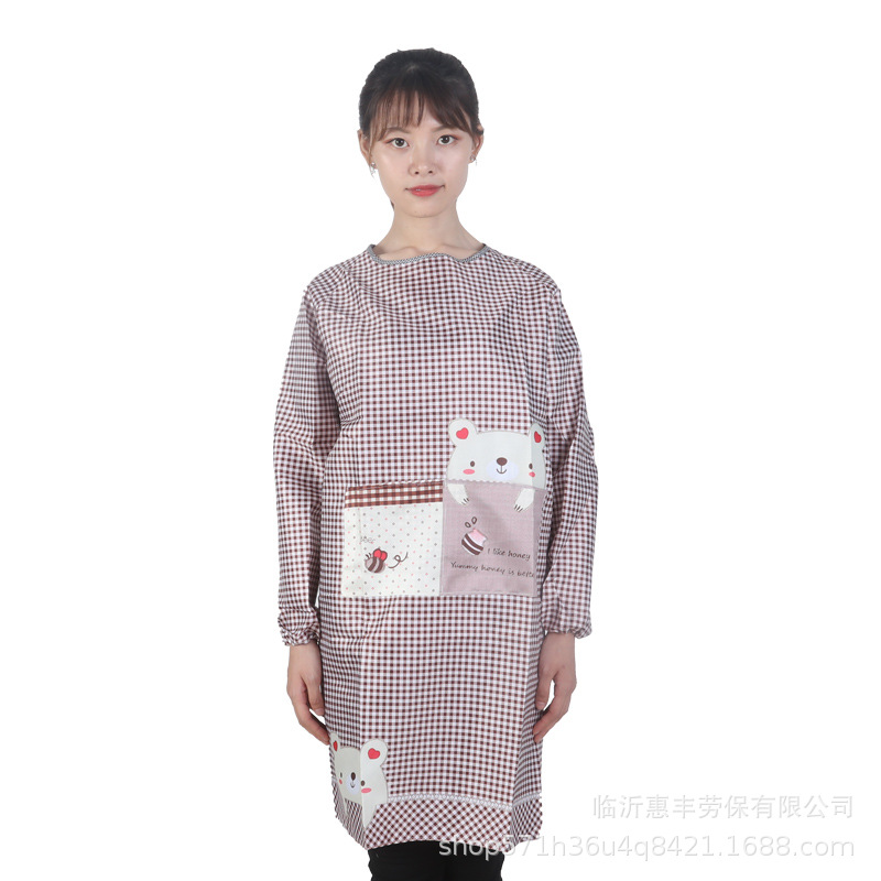 Apron Upside-down Coat Fashionable Korean Style Long Sleeve Men&#039;s and Women&#039;s Adult Smock Isolation Clothes Oil-Proof Kitchen Homewear Overalls