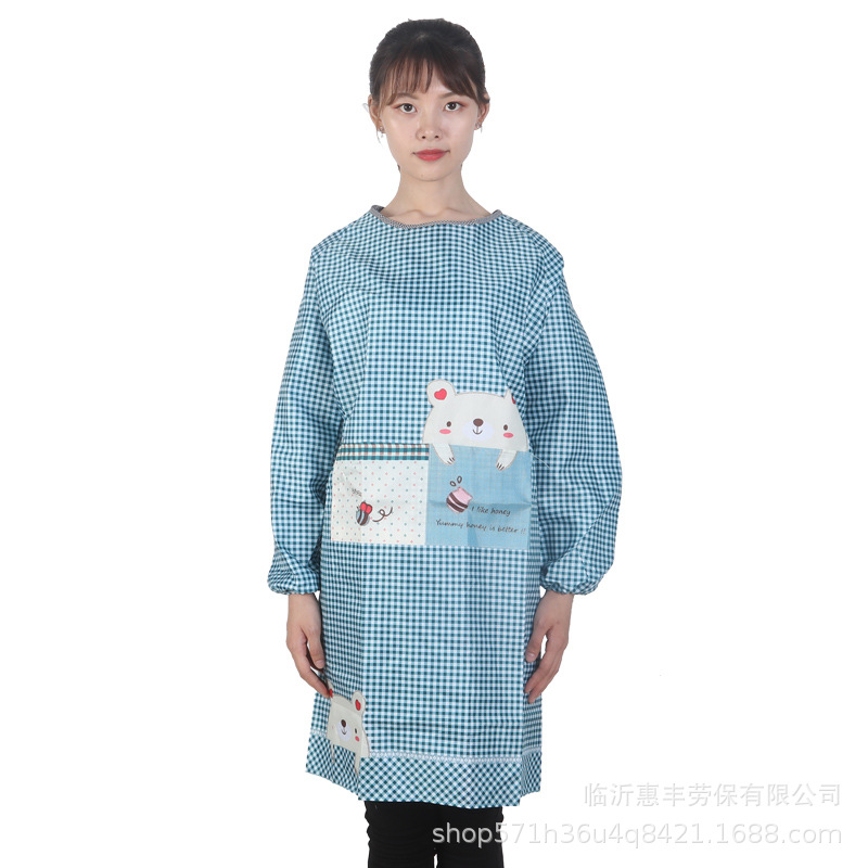 Apron Upside-down Coat Fashionable Korean Style Long Sleeve Men&#039;s and Women&#039;s Adult Smock Isolation Clothes Oil-Proof Kitchen Homewear Overalls