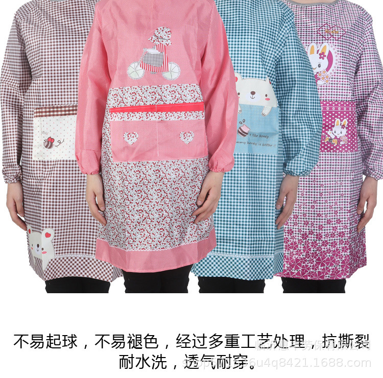 Apron Upside-down Coat Fashionable Korean Style Long Sleeve Men's and Women's Adult Smock Isolation Clothes Oil-Proof Kitchen Homewear Overalls