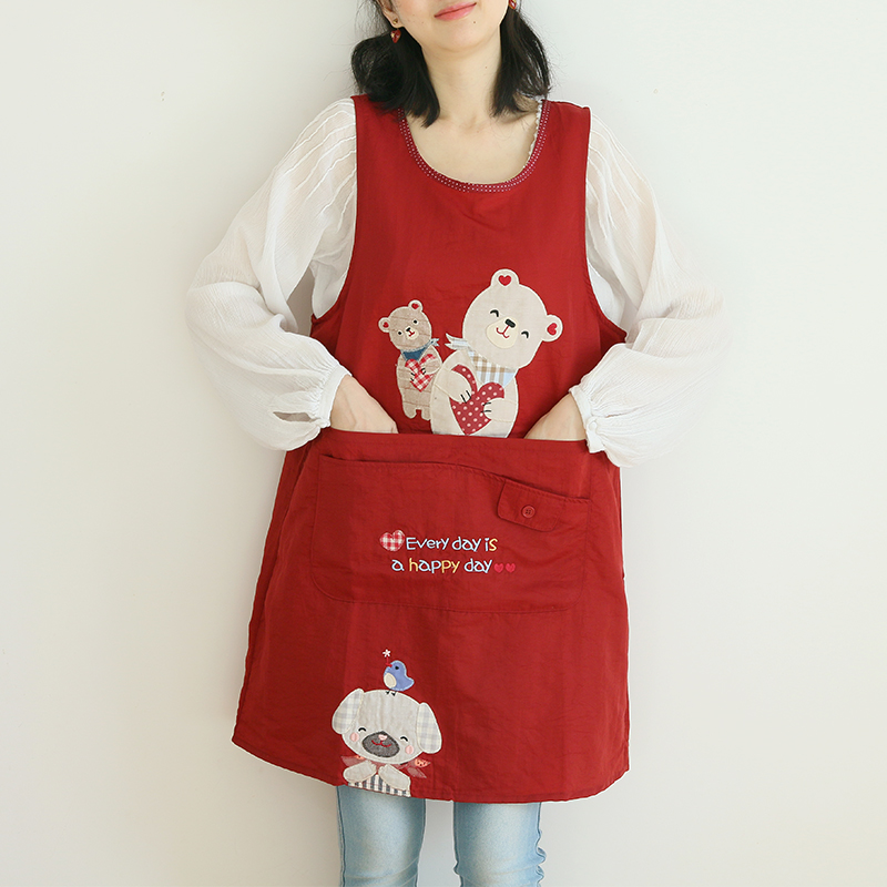 Japanese Cartoon Waterproof Oil-Proof Kitchen Overclothes Baking Floral Coffee Shop Painting Work Clothes Sleeveless Apron