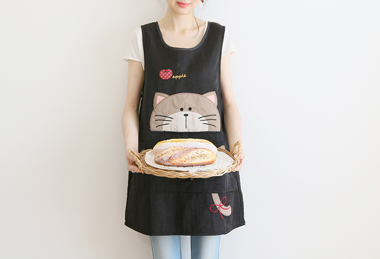 Japanese Cartoon Waterproof Oil-Proof Kitchen Overclothes Baking Floral Coffee Shop Painting Work Clothes Sleeveless Apron