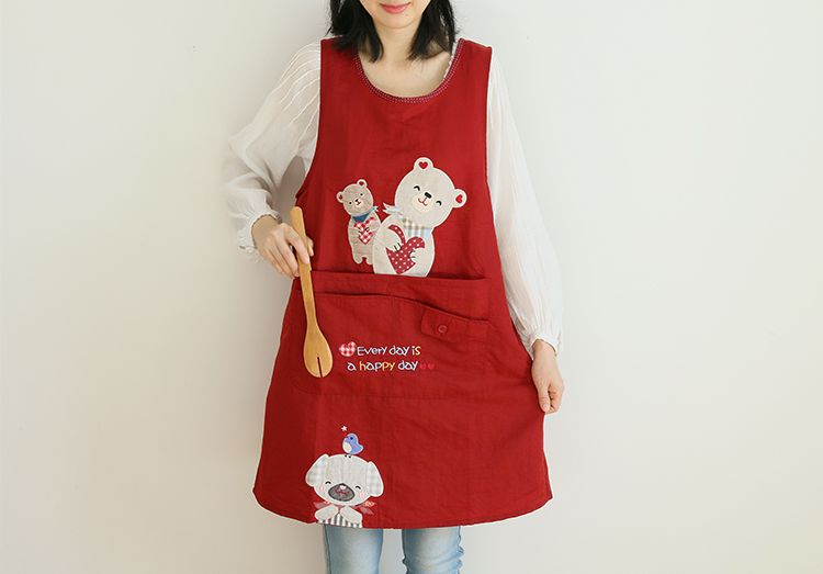 Japanese Cartoon Waterproof Oil-Proof Kitchen Overclothes Baking Floral Coffee Shop Painting Work Clothes Sleeveless Apron