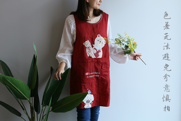 Japanese Cartoon Waterproof Oil-Proof Kitchen Overclothes Baking Floral Coffee Shop Painting Work Clothes Sleeveless Apron