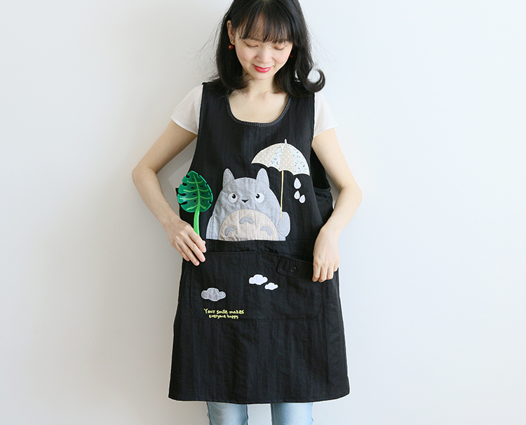 Japanese Cartoon Waterproof Oil-Proof Kitchen Overclothes Baking Floral Coffee Shop Painting Work Clothes Sleeveless Apron