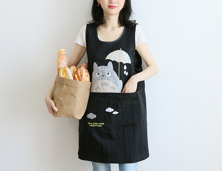 Japanese Cartoon Waterproof Oil-Proof Kitchen Overclothes Baking Floral Coffee Shop Painting Work Clothes Sleeveless Apron