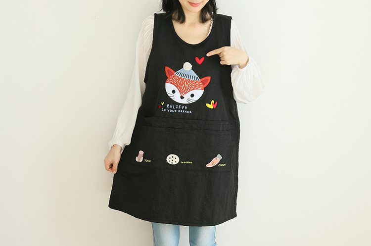 Japanese Cartoon Waterproof Oil-Proof Kitchen Overclothes Baking Floral Coffee Shop Painting Work Clothes Sleeveless Apron