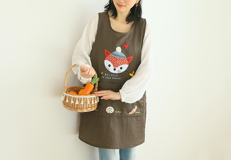 Japanese Cartoon Waterproof Oil-Proof Kitchen Overclothes Baking Floral Coffee Shop Painting Work Clothes Sleeveless Apron