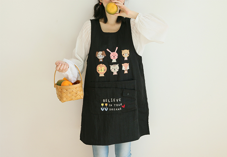 Japanese Cartoon Waterproof Oil-Proof Kitchen Overclothes Baking Floral Coffee Shop Painting Work Clothes Sleeveless Apron