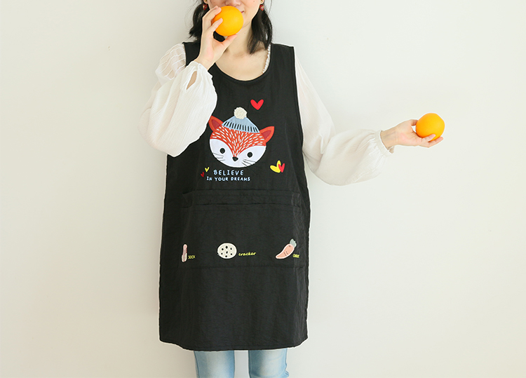 Japanese Cartoon Waterproof Oil-Proof Kitchen Overclothes Baking Floral Coffee Shop Painting Work Clothes Sleeveless Apron