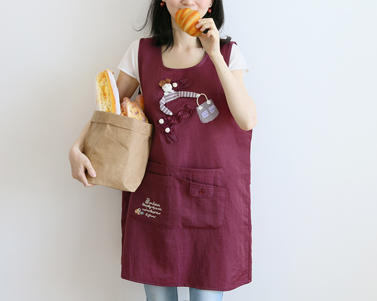 Japanese Cartoon Waterproof Oil-Proof Kitchen Overclothes Baking Floral Coffee Shop Painting Work Clothes Sleeveless Apron