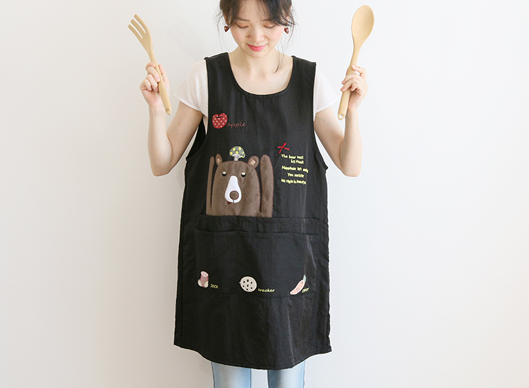Japanese Cartoon Waterproof Oil-Proof Kitchen Overclothes Baking Floral Coffee Shop Painting Work Clothes Sleeveless Apron