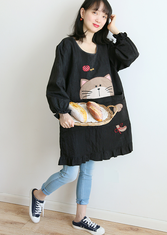 Japanese Cartoon Waterproof Oil-Proof Kitchen Overclothes Baking Floral Coffee Shop Painting Work Clothes Sleeveless Apron
