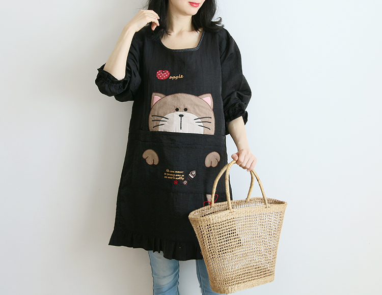 Japanese Cartoon Waterproof Oil-Proof Kitchen Overclothes Baking Floral Coffee Shop Painting Work Clothes Sleeveless Apron