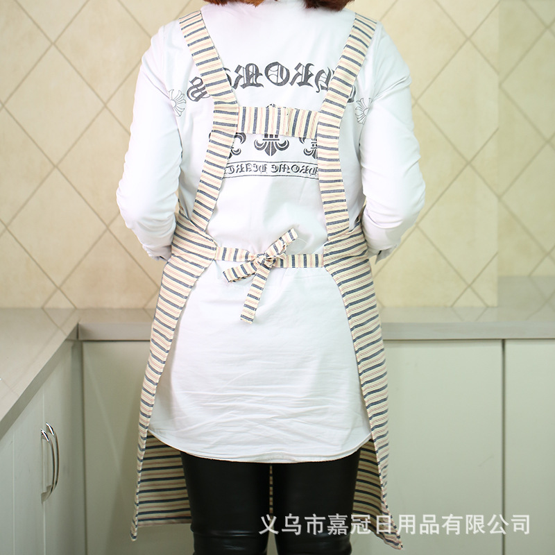 Korean version of lady's sleeveless striped simple modern princess apron lady's apron custom logo.
