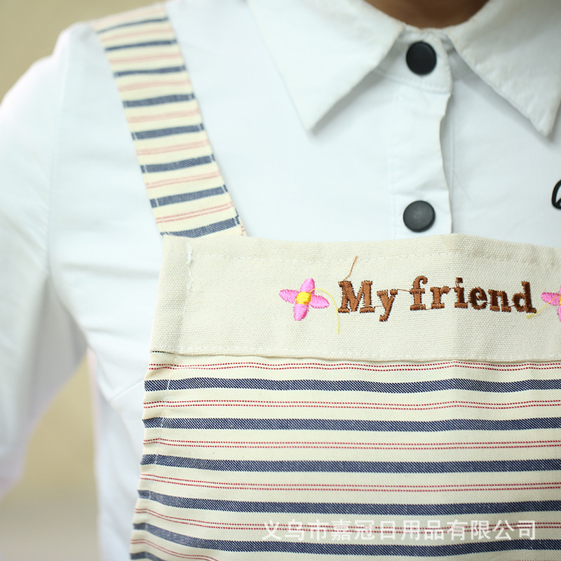 Korean version of lady's sleeveless striped simple modern princess apron lady's apron custom logo.