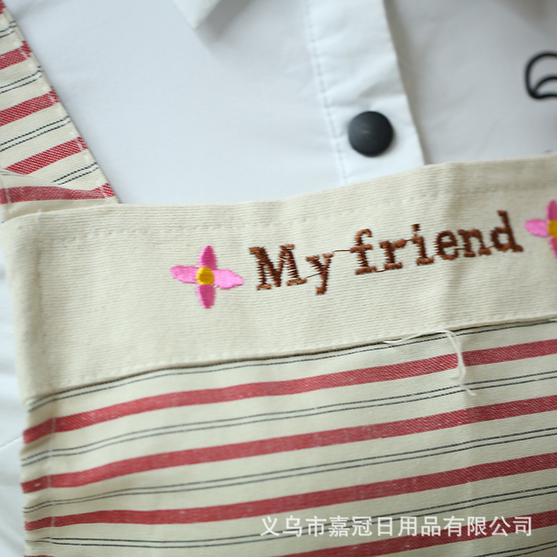 Korean version of lady's sleeveless striped simple modern princess apron lady's apron custom logo.