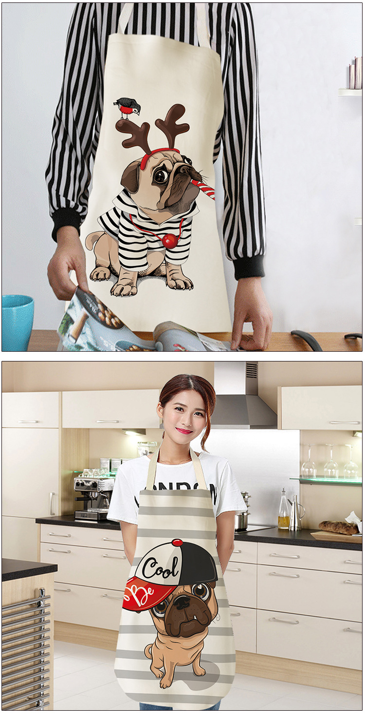 Amazon Foreign Trade Apron Linen Creative Cute Dog Apron Manufacturers Support Graphic Customization Wq0027