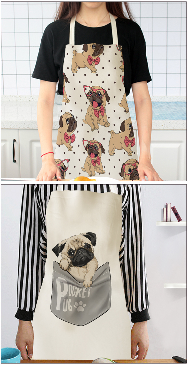 Amazon Foreign Trade Apron Linen Creative Cute Dog Apron Manufacturers Support Graphic Customization Wq0027