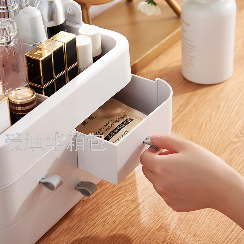 Hot New Cosmetic Storage Box Portable Belt Mirror Female Student Dormitory Lipstick Skin Care Products Mask Storage Rack