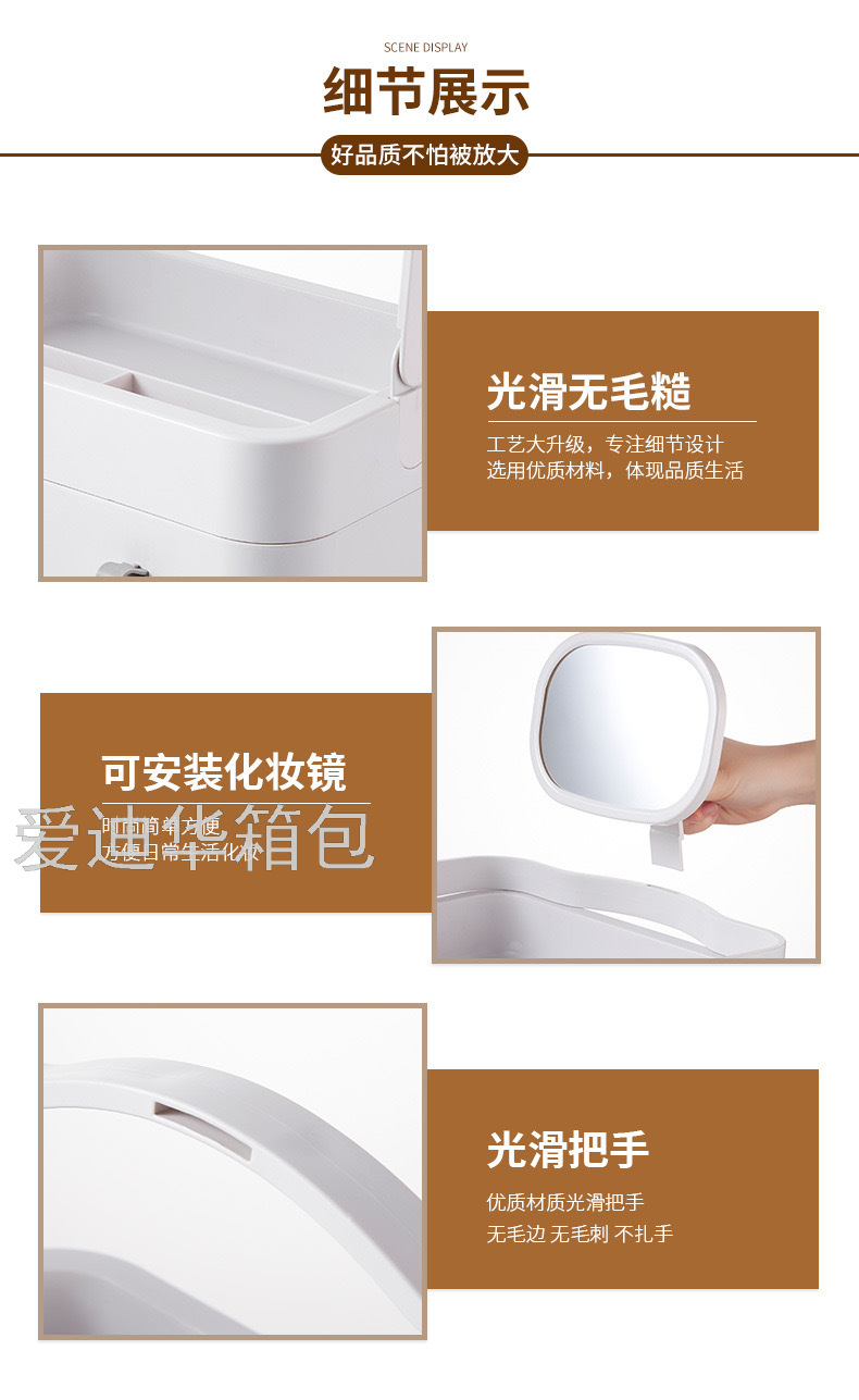 Hot New Cosmetic Storage Box Portable Belt Mirror Female Student Dormitory Lipstick Skin Care Products Mask Storage Rack