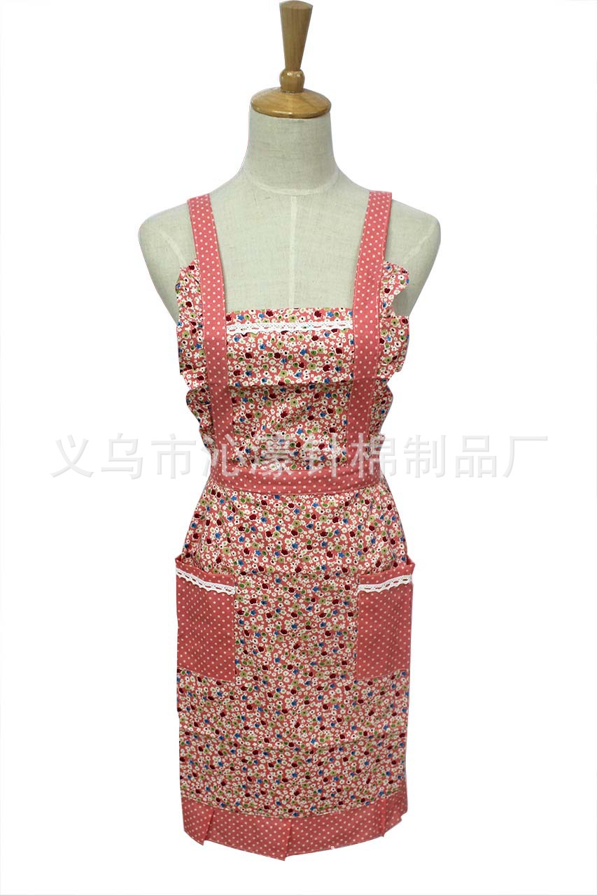 Foreign trade Princess apron Korean cotton waterproof floral apron home kitchen apron manufacturers wholesale 1204