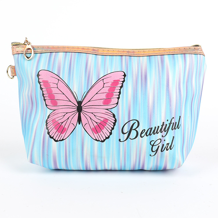 Customized PVC Frosted Indentation Washing and Makeup Bag Women&#039;s Cross-Border Ins Large Capacity Bath Bag Portable Butterfly Storage Bag