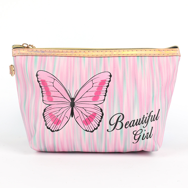 Customized PVC Frosted Indentation Washing and Makeup Bag Women&#039;s Cross-Border Ins Large Capacity Bath Bag Portable Butterfly Storage Bag