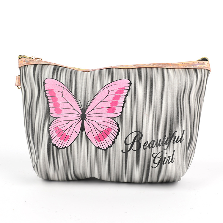 Customized PVC Frosted Indentation Washing and Makeup Bag Women&#039;s Cross-Border Ins Large Capacity Bath Bag Portable Butterfly Storage Bag