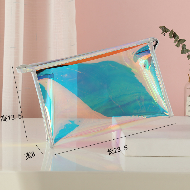 New Direct Sales Korean Style Laser Solid Color Cosmetic Bag Wild Candy Color Makeup Storage Bag Wash Bag Travel Bag