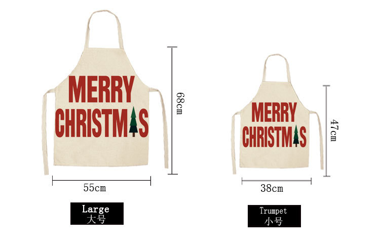 Linen Creative Apron Letter Christmas Home Cooking Apron Studio Antifouling Apron Sleeveless Halter Apron