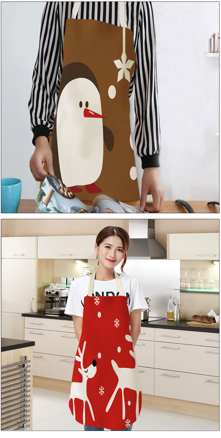 Linen Creative Apron Letter Christmas Home Cooking Apron Studio Antifouling Apron Sleeveless Halter Apron